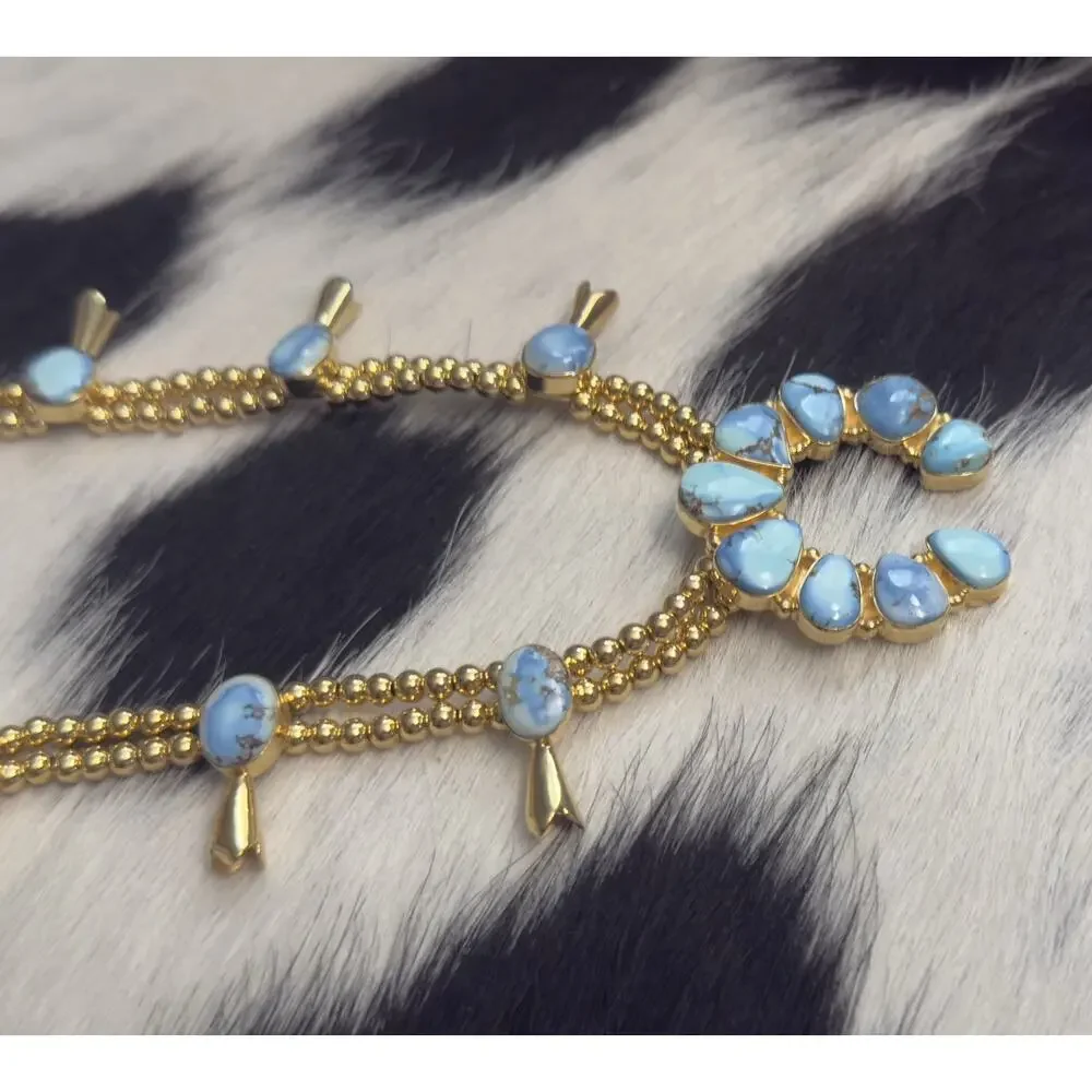 Affordable Golden Hills Turquoise Squash Blossom Necklace Gold on Sterling